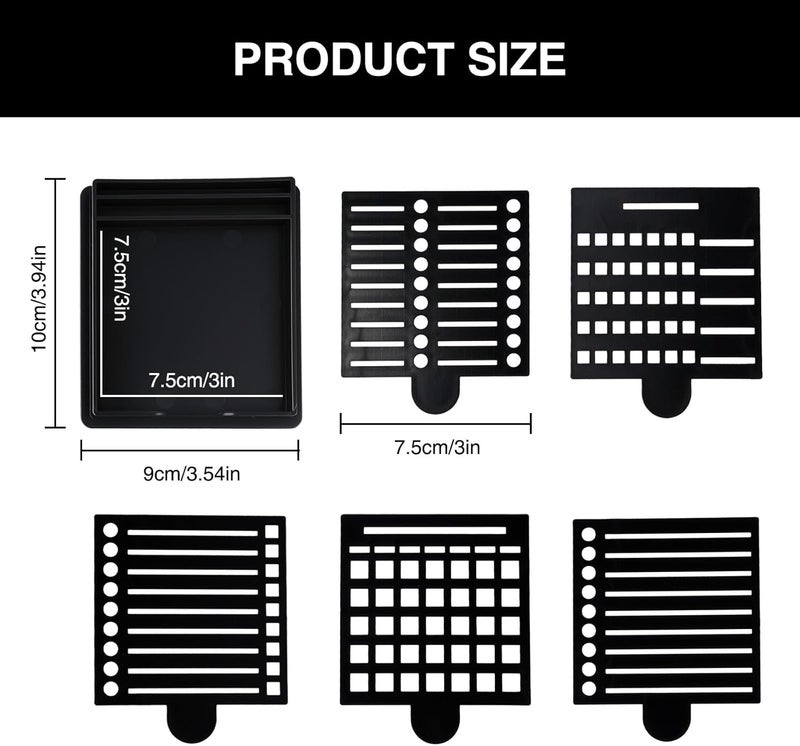 Framad Sticky Note Stencil and Holder with Five Different Stencil, Black Reusable 3x3 Inch Post It Note Organizer for Desk - Image 2